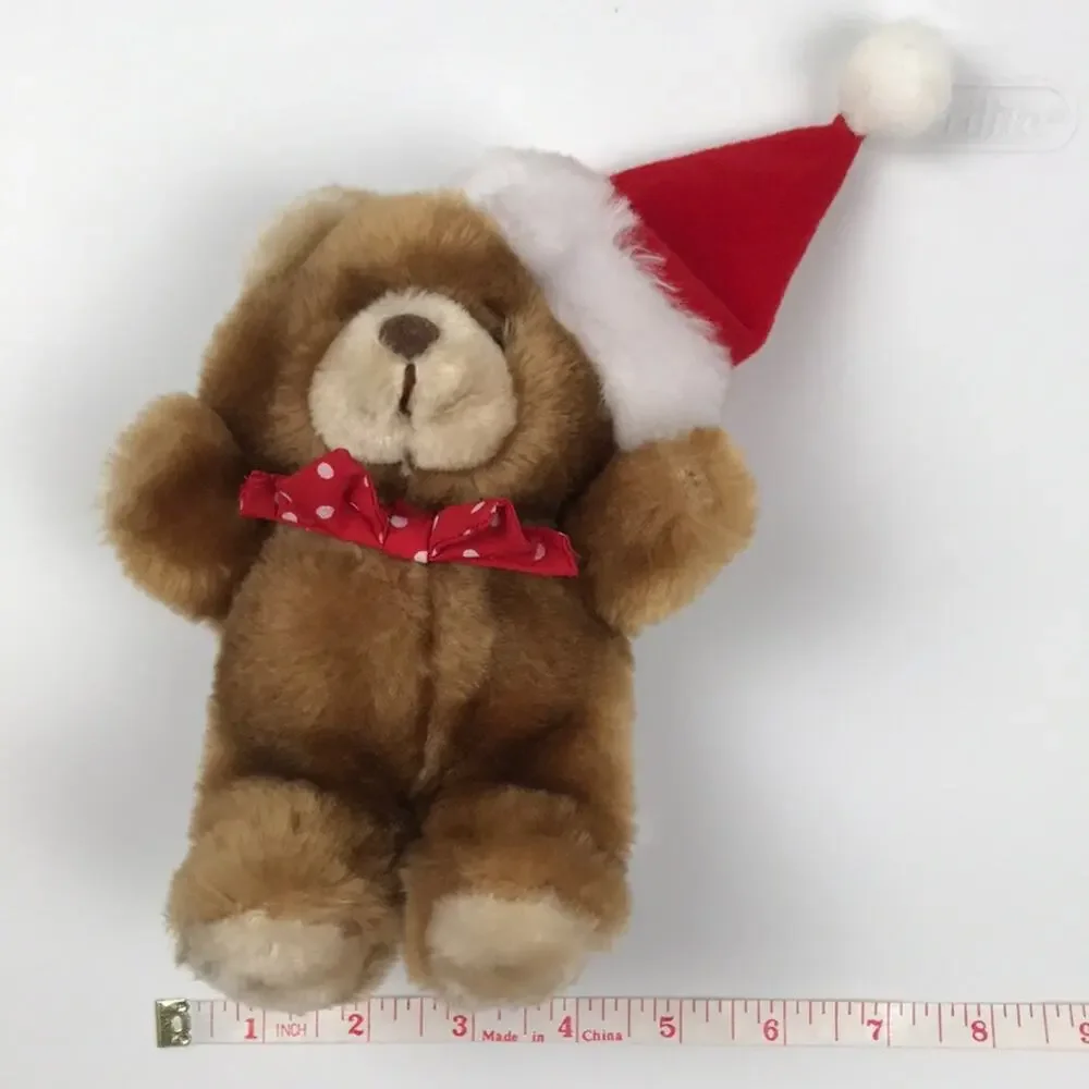 Vtg 1989 American Greetings Honeylove Bear Plush 8'' Stuffed Santa Hat Bow Toy